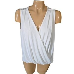 N°‎ 11 Los Angeles White Modal Sleeveless Wrap Front Draped Top Women's Medium
